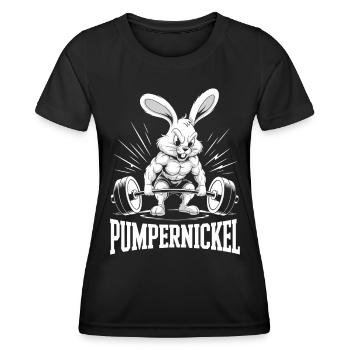 Gym Pumpernickel | Pumper | Fitness Bodybuilding - Frauen Funktions-T-Shirt - Schwarz - Vorne - AI Model Female 172 light (172cm)