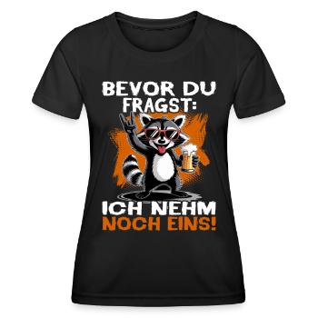 Bier Waschbär - Bevor du fragst ich nehm noch eins - Frauen Funktions-T-Shirt - Schwarz - Vorne - AI Model Female 172 light (172cm)