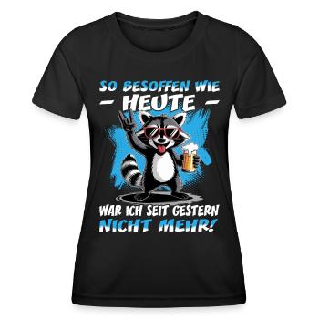 So besoffen wie heute Waschbär | Grillparty | Bier - Frauen Funktions-T-Shirt - Schwarz - Vorne - AI Model Female 172 light (172cm)
