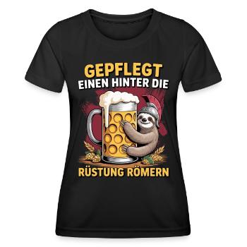 Gepflegt einen hinter die Rüstung römern Faultier - Frauen Funktions-T-Shirt - Schwarz - Vorne - AI Model Female 172 light (172cm)