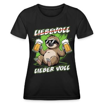 Bier Faultier | Liebevoll lieber voll Sloth - Frauen Funktions-T-Shirt - Schwarz - Vorne - AI Model Female 172 light (172cm)