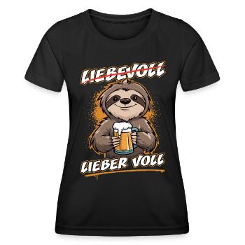 Bier Faultier | Liebevoll lieber voll Sloth - Frauen Funktions-T-Shirt - Schwarz - Vorne - AI Model Female 172 light (172cm)
