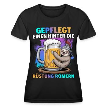 Gepflegt einen hinter die Rüstung römern Faultier - Frauen Funktions-T-Shirt - Schwarz - Vorne - AI Model Female 172 light (172cm)