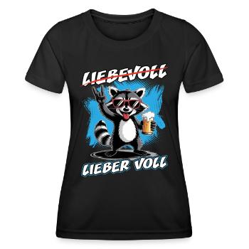 Bier | Liebevoll lieber voll | Waschbär - Frauen Funktions-T-Shirt - Schwarz - Vorne - AI Model Female 172 light (172cm)