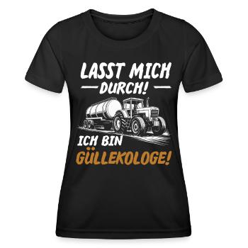 Lasst mich durch ich bin Güllekologe | Landwirt - Frauen Funktions-T-Shirt - Schwarz - Vorne - AI Model Female 172 light (172cm)