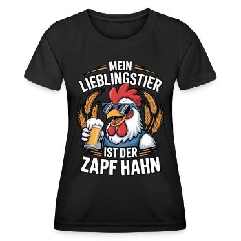 Mein Lieblingstier ist der Zapf Hahn | Bier - Frauen Funktions-T-Shirt - Schwarz - Vorne - AI Model Female 172 light (172cm)