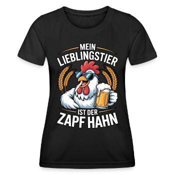 Mein Lieblingstier ist der Zapf Hahn | Bier - Frauen Funktions-T-Shirt - Schwarz - Vorne - AI Model Female 172 light (172cm)