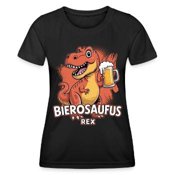 Beer Time | Bierosaufus Rex Dinosaurier | Bier - Frauen Funktions-T-Shirt - Schwarz - Vorne - AI Model Female 172 light (172cm)
