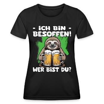 Ich bin besoffen wer bist du Faultier | Bier Sloth - Frauen Funktions-T-Shirt - Schwarz - Vorne - AI Model Female 172 light (172cm)
