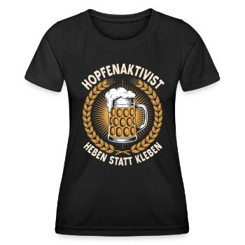 Hopfenaktivist Heben statt kleben Sauftour | Bier - Frauen Funktions-T-Shirt - Schwarz - Vorne - AI Model Female 172 light (172cm)