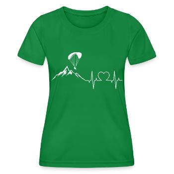 Paragleiter Herzschlag Gleitschirmflieger Berge - Frauen Funktions-T-Shirt - Kelly Green - Vorne - AI Model Female 172 dark (172cm)