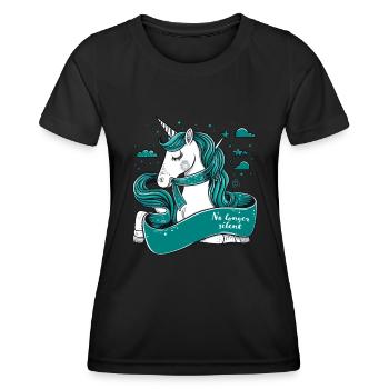 No Longer Silent, Unicorn, Sexual Assault Awarenes - Women's Functional T-Shirt - black - Front - AI Model Female 172 light (172cm)