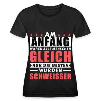 Am Anfang waren alle gleich - Schweißer Edition - Frauen Funktions-T-Shirt - Schwarz - Vorne - AI Model Female 172 light (172cm)