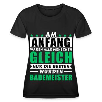 Am Anfang waren alle gleich - Bademeister Edition - Frauen Funktions-T-Shirt - Schwarz - Vorne - AI Model Female 172 light (172cm)