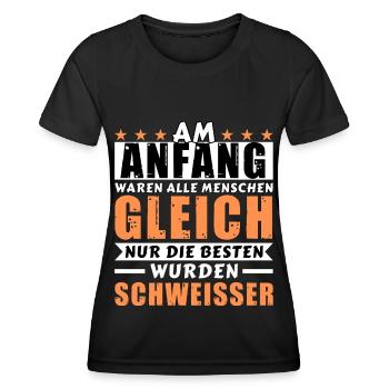Am Anfang waren alle gleich - Schweißer Edition - Frauen Funktions-T-Shirt - Schwarz - Vorne - AI Model Female 172 light (172cm)