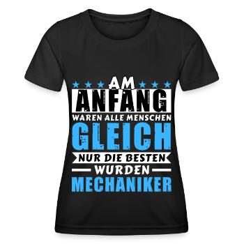 Am Anfang waren alle gleich - Mechaniker Edition - Frauen Funktions-T-Shirt - Schwarz - Vorne - AI Model Female 172 light (172cm)