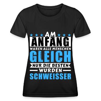 Am Anfang waren alle gleich - Schweißer Edition - Frauen Funktions-T-Shirt - Schwarz - Vorne - AI Model Female 172 light (172cm)