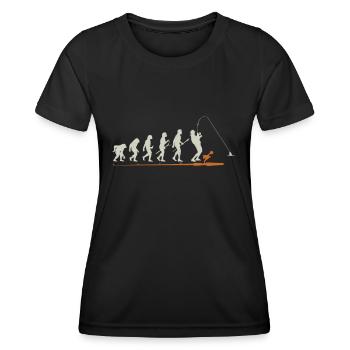 Angler Evolution Geschenk Angeln Fischen Angelrute - Frauen Funktions-T-Shirt - Schwarz - Vorne - AI Model Female 172 light (172cm)