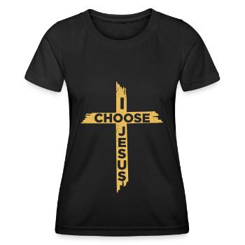 Christian bible cross jesus gift faith god - Women's Functional T-Shirt - black - Front - AI Model Female 172 light (172cm)