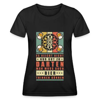 Dart Darts Sprüche Geschenk Dartspieler Darten - Frauen Funktions-T-Shirt - Schwarz - Vorne - AI Model Female 172 light (172cm)