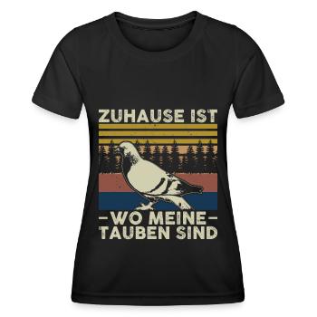Taubenzüchter Tauben Taubenzucht Taube Geschenk - Frauen Funktions-T-Shirt - Schwarz - Vorne - AI Model Female 172 light (172cm)