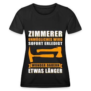 Zimmerer Zimmermann | Zimmermeister Geschenk - Frauen Funktions-T-Shirt - Schwarz - Vorne - AI Model Female 172 light (172cm)