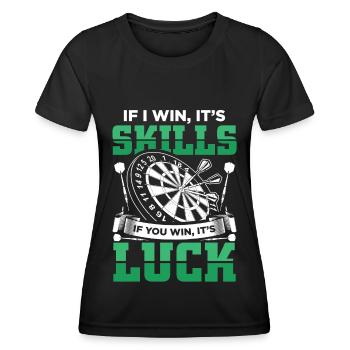 Fléchettes drôles proverbes | Cadeau de joueur de fléchettes - T-shirt sport Femme - noir - Devant - AI Model Female 172 light (172cm)