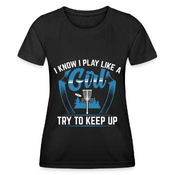 Discgolf Disc Golf | Disc golfer gift - Women's Functional T-Shirt - black - Front - AI Model Female 172 light (172cm)