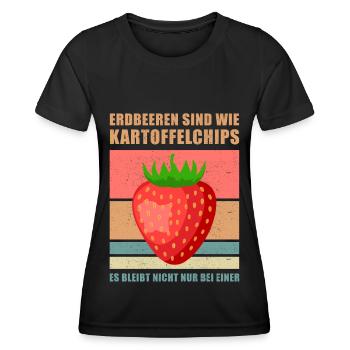 Erdbeeren Erdbeere Garten Vegan Gärtner Geschenk - Frauen Funktions-T-Shirt - Schwarz - Vorne - AI Model Female 172 light (172cm)