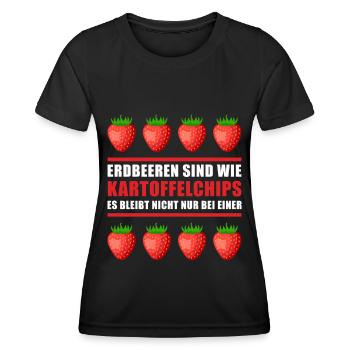 Erdbeeren Erdbeere Vegan Gärtner Garten Geschenk - Frauen Funktions-T-Shirt - Schwarz - Vorne - AI Model Female 172 light (172cm)
