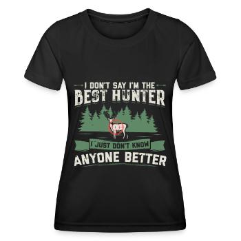 Chasse aux chasseurs | Chasse chasseurs cadeau de bonheur de chasse - T-shirt sport Femme - noir - Devant - AI Model Female 172 light (172cm)
