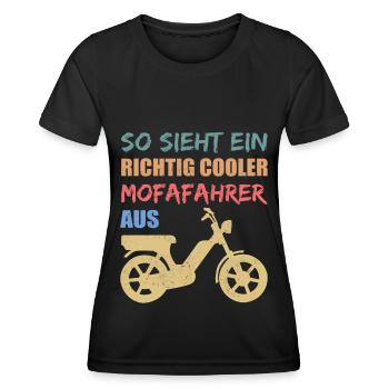Mofa Mofafahrer Mofas Moped Mopedfahrer Geschenk - Frauen Funktions-T-Shirt - Schwarz - Vorne - AI Model Female 172 light (172cm)
