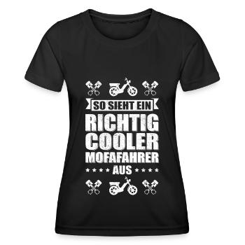 Mofa Mofafahrer Mofas Mopedfahrer Moped Geschenk - Frauen Funktions-T-Shirt - Schwarz - Vorne - AI Model Female 172 light (172cm)