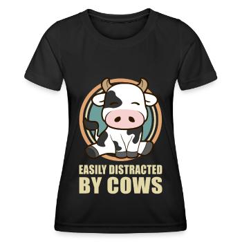 Cows cow cow pattern cow lover cattle gift - Women's Functional T-Shirt - black - Front - AI Model Female 172 light (172cm)