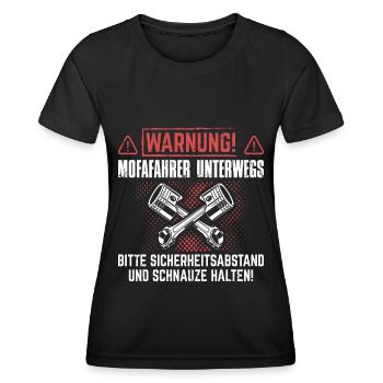 Mofa Mofafahrer Moped Mopedfahrer Mofas Geschenk - Frauen Funktions-T-Shirt - Schwarz - Vorne - AI Model Female 172 light (172cm)