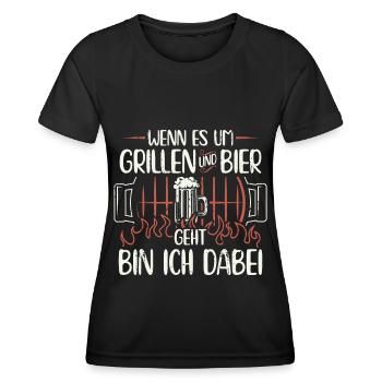 Grillen BBQ Griller Grillsaison Grill Geschenk - Frauen Funktions-T-Shirt - Schwarz - Vorne - AI Model Female 172 light (172cm)