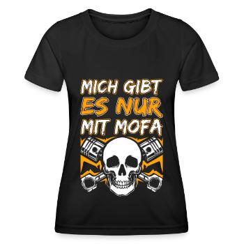 Mofa Mofafahrer Moped Mopedfahrer Mofas Geschenk - Frauen Funktions-T-Shirt - Schwarz - Vorne - AI Model Female 172 light (172cm)