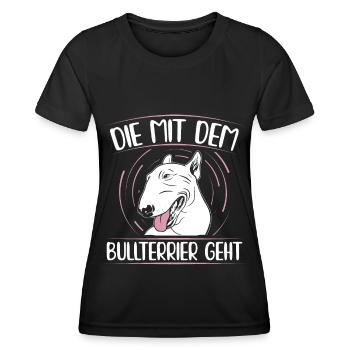 Bullterrier Hundebesitzer Gassi Frauchen Geschenk - Frauen Funktions-T-Shirt - Schwarz - Vorne - AI Model Female 172 light (172cm)
