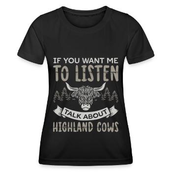 Les highlands écossais | Highland Cow Cadeau - T-shirt sport Femme - noir - Devant - AI Model Female 172 light (172cm)