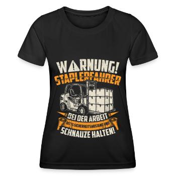 Staplerfahrer Stapler | Lagerist Geschenk - Frauen Funktions-T-Shirt - Schwarz - Vorne - AI Model Female 172 light (172cm)