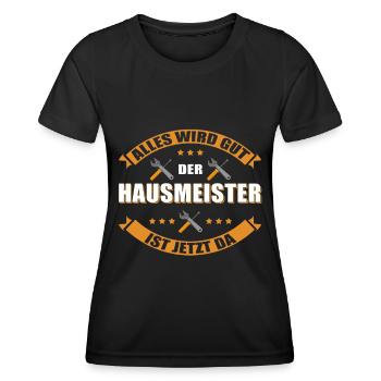 Hausmeister Facility-Manager | Hauswart Geschenk - Frauen Funktions-T-Shirt - Schwarz - Vorne - AI Model Female 172 light (172cm)