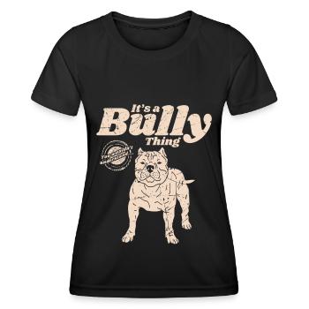 Cadeau de propriétaire de chien canin américain Bully - T-shirt sport Femme - noir - Devant - AI Model Female 172 light (172cm)
