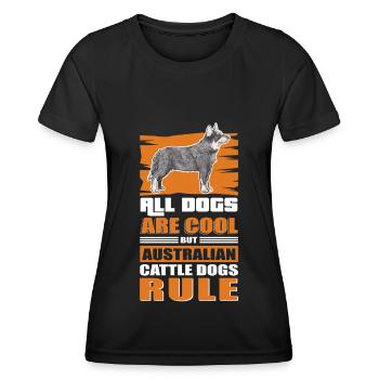 Australian Cattle Dog | Blue Heeler Dog Gift - Women's Functional T-Shirt - black - Front - AI Model Female 172 light (172cm)