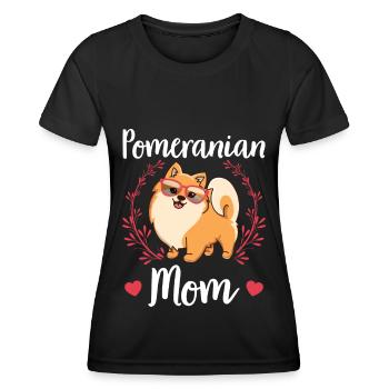 Zwergspitz Pomeranian Mom Dog Owner Gift - Women's Functional T-Shirt - black - Front - AI Model Female 172 light (172cm)