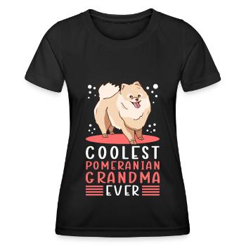 Poméranien Grand-mère Chien Propriétaire de chien Cadeau - T-shirt sport Femme - noir - Devant - AI Model Female 172 light (172cm)