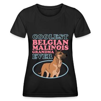Malinois Grandma Belgischer Schäferhund Geschenk - Frauen Funktions-T-Shirt - Schwarz - Vorne - AI Model Female 172 light (172cm)
