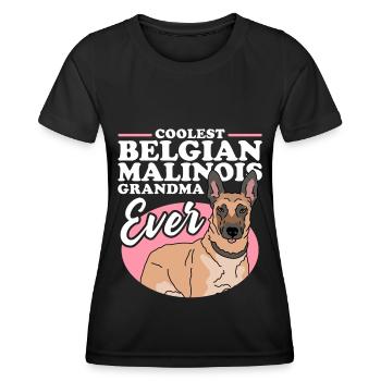 Malinois Grandma Belgischer Schäferhund Geschenk - Frauen Funktions-T-Shirt - Schwarz - Vorne - AI Model Female 172 light (172cm)