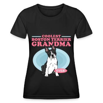 Boston Terrier Grandma | Hundebesitzer Geschenk - Frauen Funktions-T-Shirt - Schwarz - Vorne - AI Model Female 172 light (172cm)