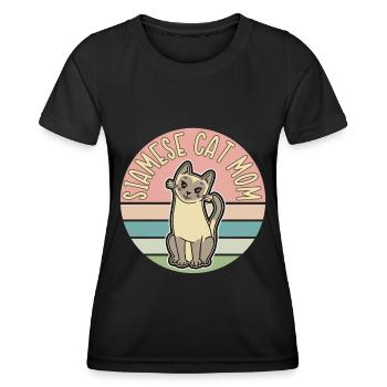 Siamese Cat Mom Cat Mom Cat Owner Gift - Women's Functional T-Shirt - black - Front - AI Model Female 172 light (172cm)