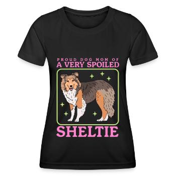 Sheltie Maman | Shetland Sheepdog Dog Cadeau - T-shirt sport Femme - noir - Devant - AI Model Female 172 light (172cm)